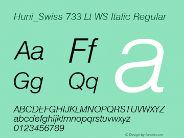 Huni_Swiss 733 Lt WS Italic