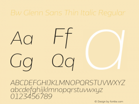 Bw Glenn Sans Thin Italic