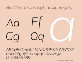 Bw Glenn Sans Light Italic