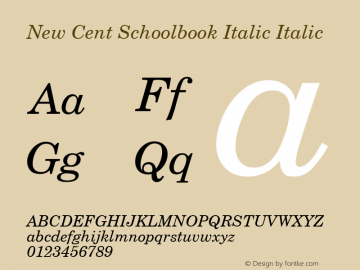 New Cent Schoolbook Italic