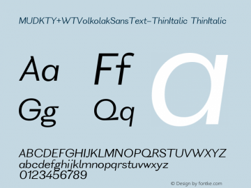 MUDKTY+WTVolkolakSansText-ThinItalic