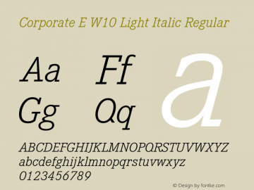 Corporate E W10 Light Italic