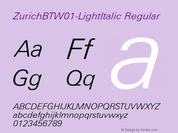 ZurichBTW01-LightItalic