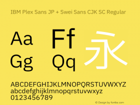 IBM Plex Sans JP + Swei Sans CJK SC