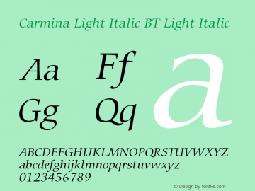 Carmina Light Italic BT