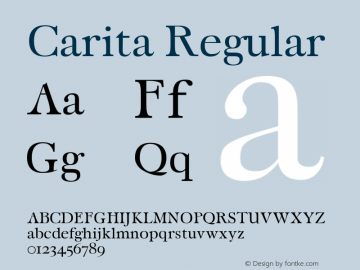 Carita Regular Font Family Search Fontke