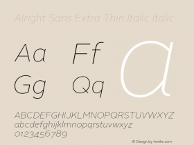 Alright Sans Extra Thin Italic