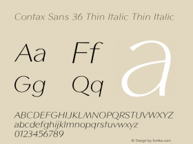 Contax Sans 36 Thin Italic