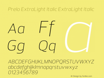Prelo ExtraLight Italic