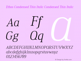 Ethos Condensed Thin Italic
