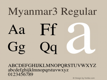 Myanmar3 Regular Version 1.358 January 5, 2011 Font Sample
