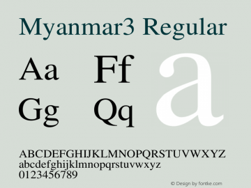 Myanmar3 Regular Version 1.358 January 5, 2011 Font Sample