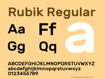 Rubik Regular Version 1.100 Font Sample