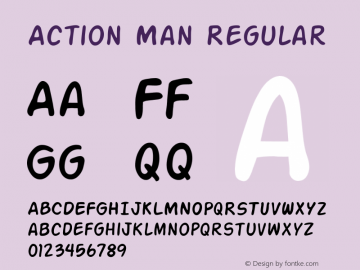 Action Man Regular ver 1.0; 2000. Freeware for non-commercial use. Font Sample