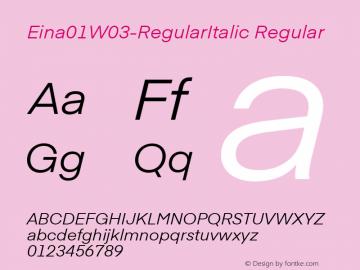 Eina01W03-RegularItalic Regular Version 1.00 Font Sample