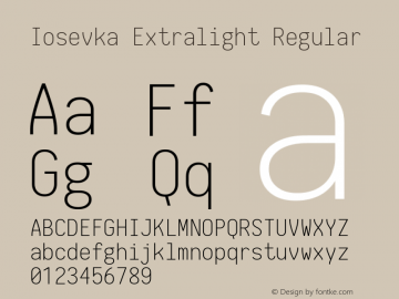 Iosevka Extralight Regular 1.8.6 Font Sample