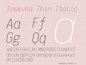 Iosevka Thin Italic 1.8.6 Font Sample