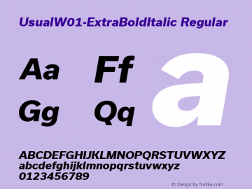 UsualW01-ExtraBoldItalic Regular Version 1.00 Font Sample