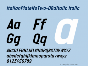 ItalianPlateNoTwo-DBdItalic Italic Version 1.000 Font Sample