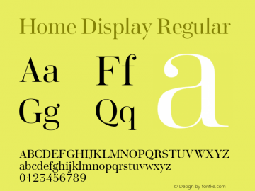 Home Display Regular Version 1.002 Font Sample