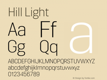 Hill Light Version 1.002 Font Sample