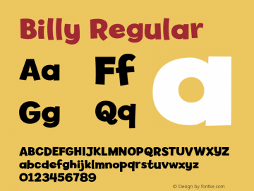 Billy Regular Version 003.000 Font Sample