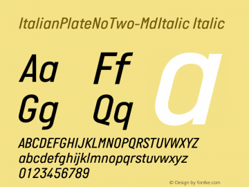 ItalianPlateNoTwo-MdItalic Italic Version 1.000图片样张