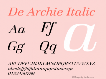 De Archie Italic Version 001.001 Font Sample