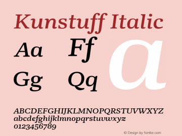 Kunstuff Italic Version 1.002图片样张