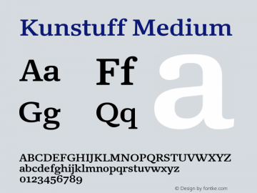 Kunstuff Medium Version 1.002 Font Sample
