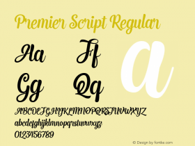 Premier Script Regular Version 1.000 Font Sample