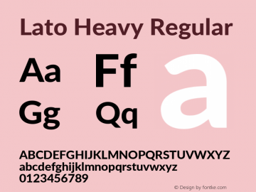 Lato Heavy Regular Version 2.015; 2015-08-06; http://www.latofonts.com/ Font Sample