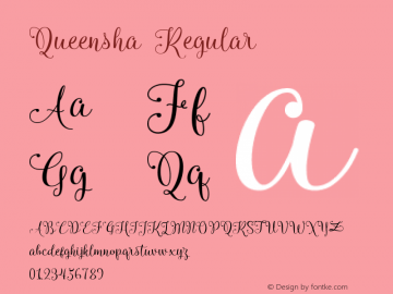 Queensha Regular Version 1.000 Font Sample