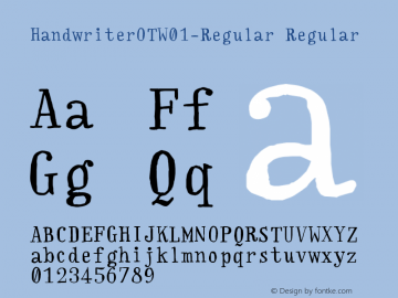 HandwriterOTW01-Regular Regular Version 7.504 Font Sample