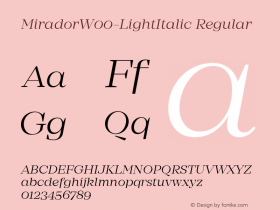 MiradorW00-LightItalic Regular Version 1.00图片样张