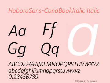 HaboroSans-CondBookItalic Italic Version 1.0 Font Sample