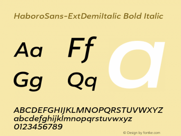 HaboroSans-ExtDemiItalic Bold Italic Version 1.0图片样张