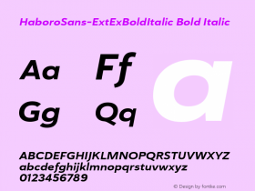 HaboroSans-ExtExBoldItalic Bold Italic Version 1.0 Font Sample
