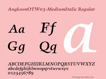 AngkoonOTW03-MediumItalic Regular Version 7.504图片样张