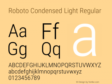 Roboto Condensed Light Regular Version 2.001240; 2014图片样张