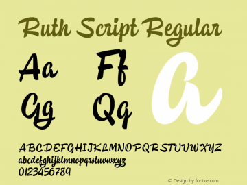 Ruth Script Regular Version 1.000;PS 001.000;hotconv 1.0.88;makeotf.lib2.5.64775 Font Sample