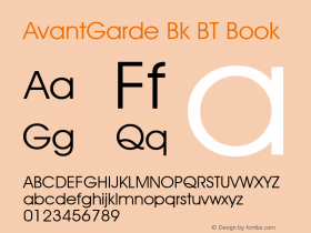 AvantGarde Bk BT Book mfgpctt-v1.52 Tuesday, January 12, 1993 3:55:26 pm (EST)图片样张