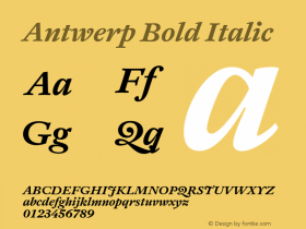 Antwerp Bold Italic Version 1.000 Font Sample