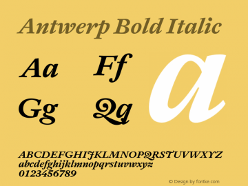 Antwerp Bold Italic Version 1.000图片样张
