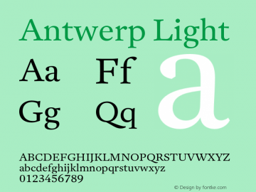 Antwerp Light Version 1.000 Font Sample