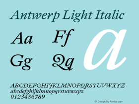 Antwerp Light Italic Version 1.000 Font Sample
