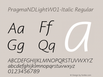 PragmaNDLightW01-Italic Regular Version 1.10图片样张