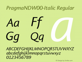 PragmaNDW00-Italic Regular Version 1.10 Font Sample