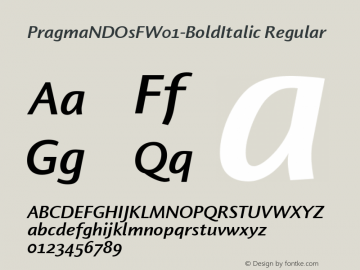 PragmaNDOsFW01-BoldItalic Regular Version 1.10 Font Sample