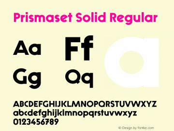 Prismaset Solid Regular Version 1.002 Font Sample